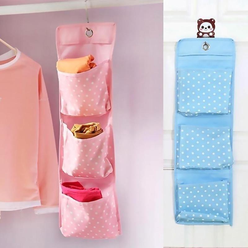3 Grids Wall Hanging Storage Bag Organizer Toys Container Decor Pocket Pouch