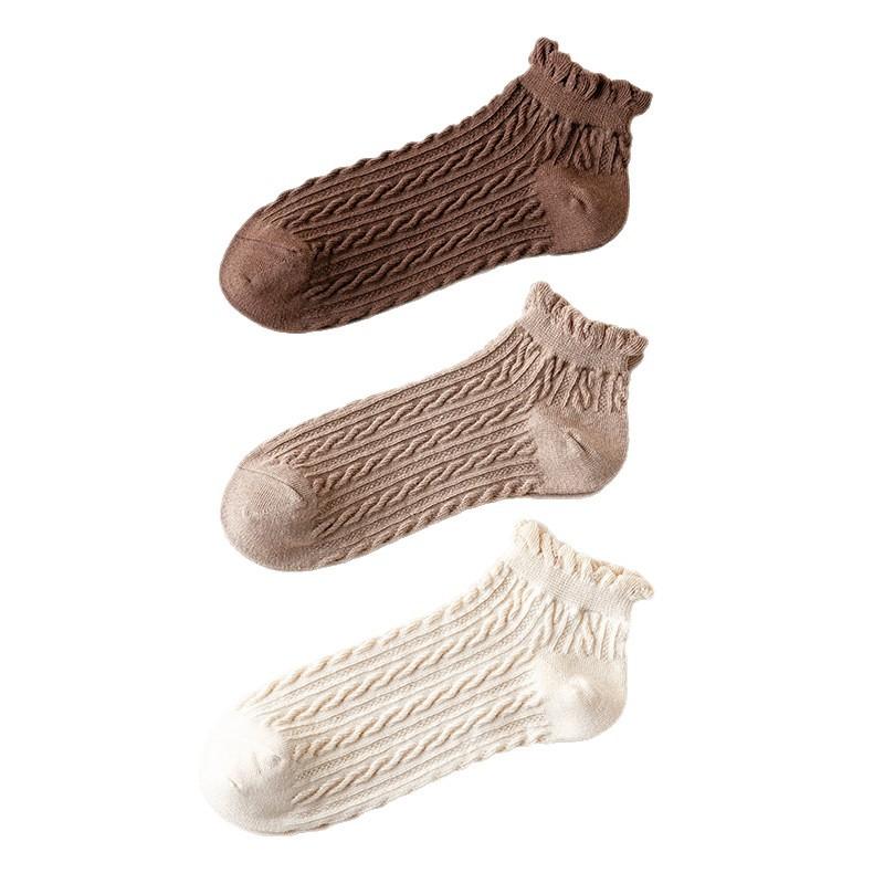 5 Pairs of Women's Summer Thin Retro Pure Cotton Twist Sports Socks