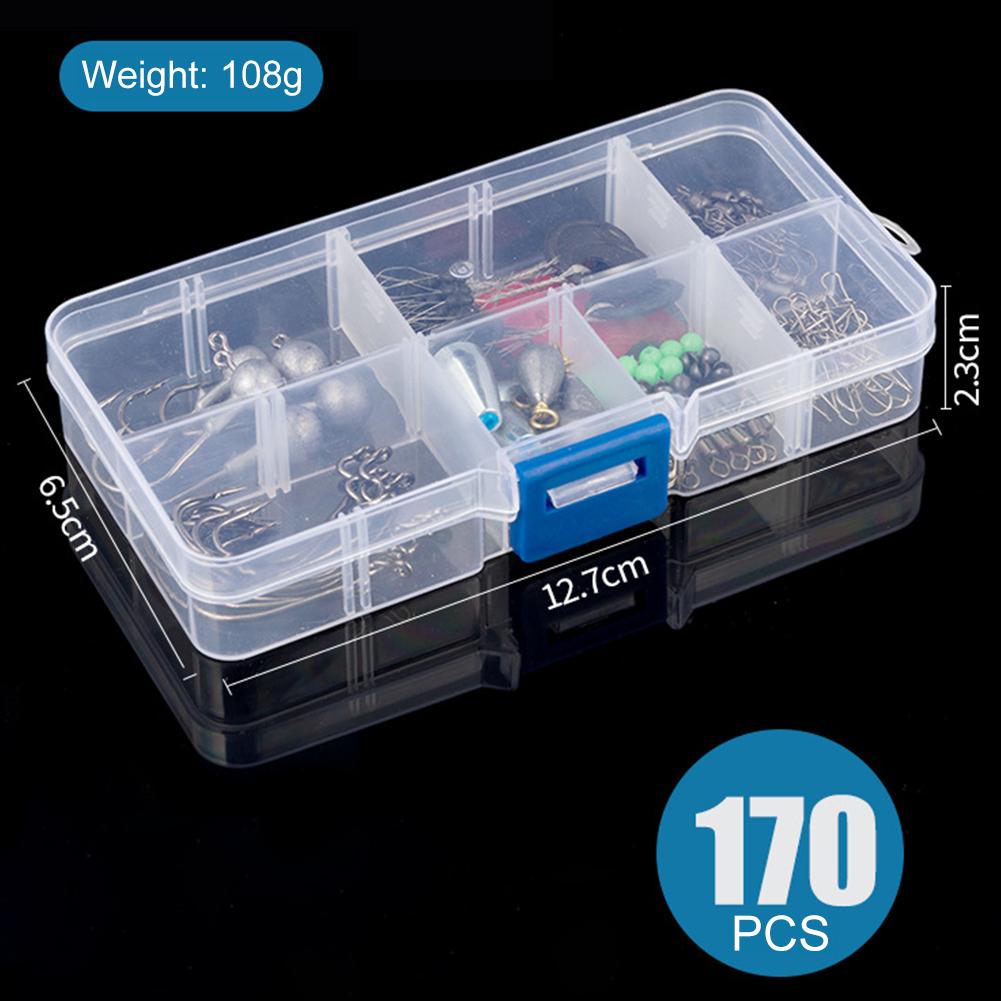 170pcs Fishing Accessories Kit with Fishing Box Fish Hooks Swivels Sinkers Outdoor Fishing Accessories Set Gift for Men