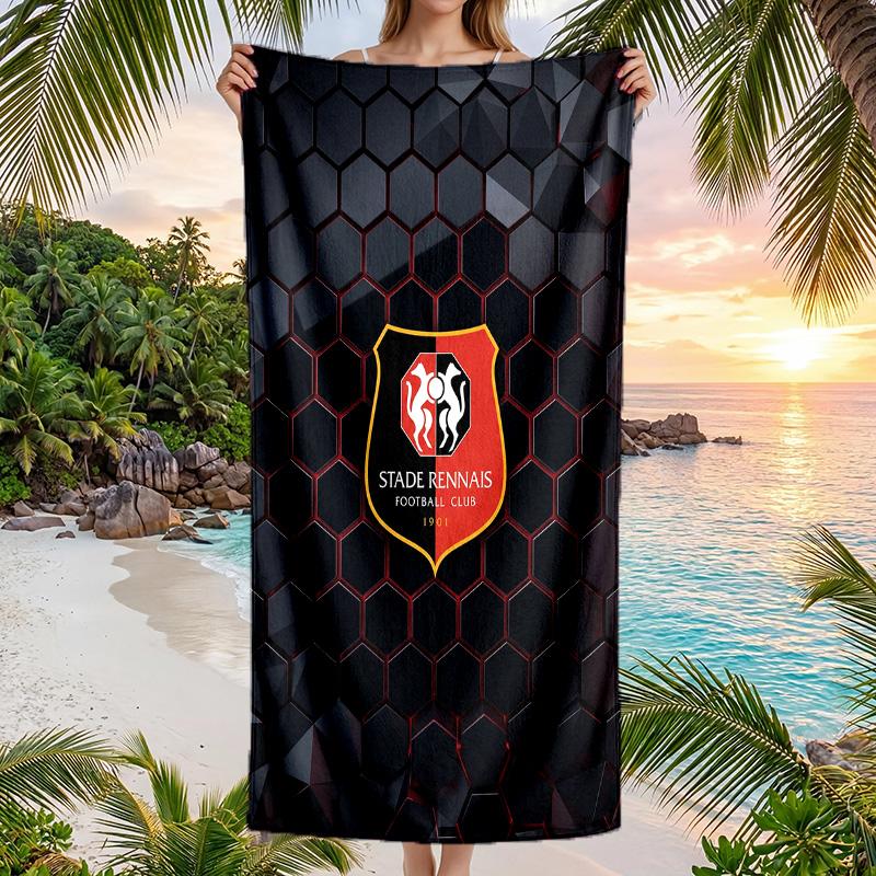 Stade Rennais FC Stampa Asciugatura Rapida Telo da Spiaggia Microfibra Assorbente Portatile da Viaggio Asciugamano da Nuoto