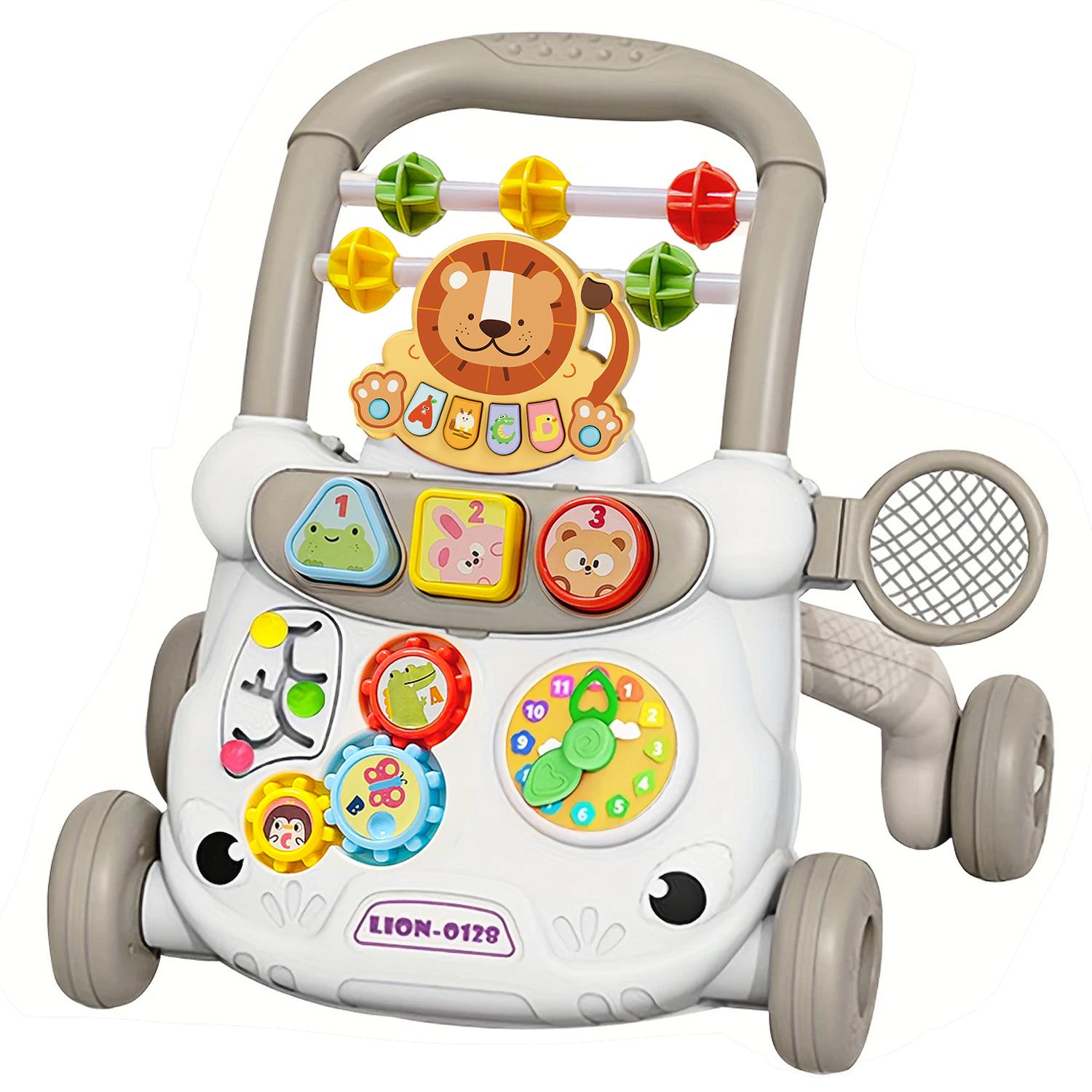 Baby Duwloopwagen Met Muziek Activiteitencentrum Multifunctioneel Cartoon Leren Peuter Loopwagen Speelgoed Voor 18M+ Jongens Meisjes