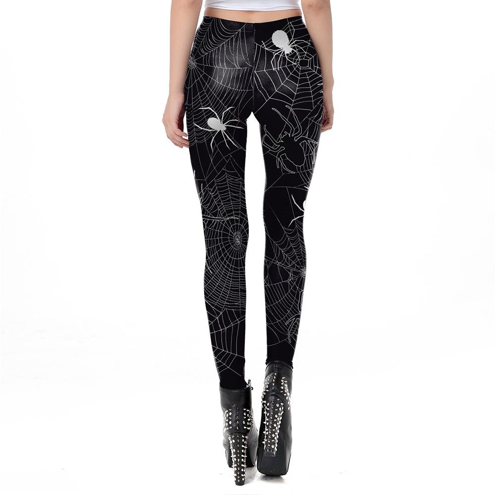 New Halloween spider web print women's hip-lifting leggings