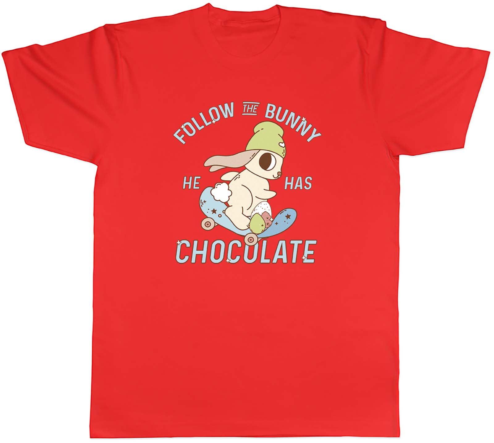 Follow the Easter Bunny Unisexs TShirt He Has Chocolate Eggs Skating Skater Tee S