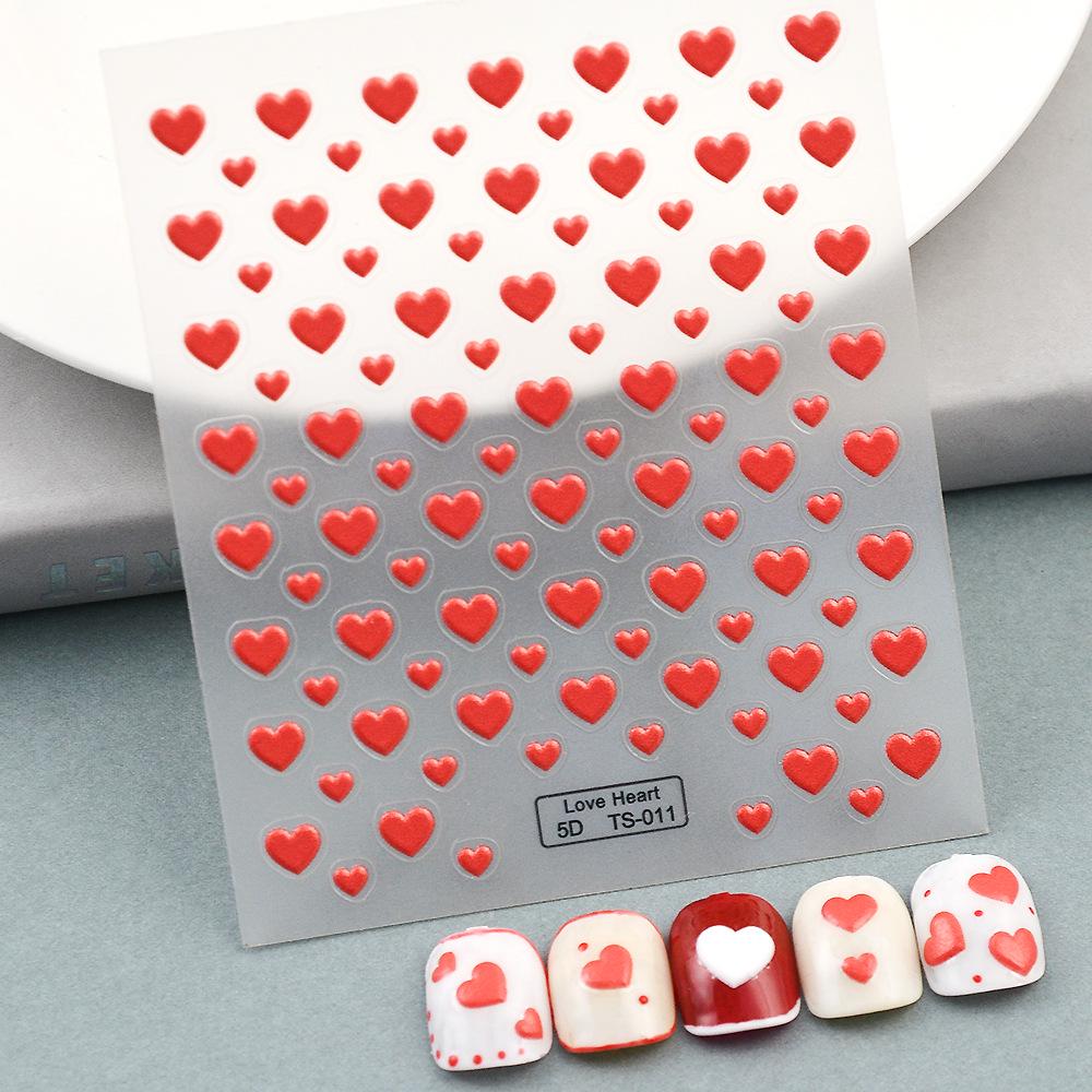 3D Embossed Valentine's Day Nail Stickers - Blue Wheat Ear Flower Design