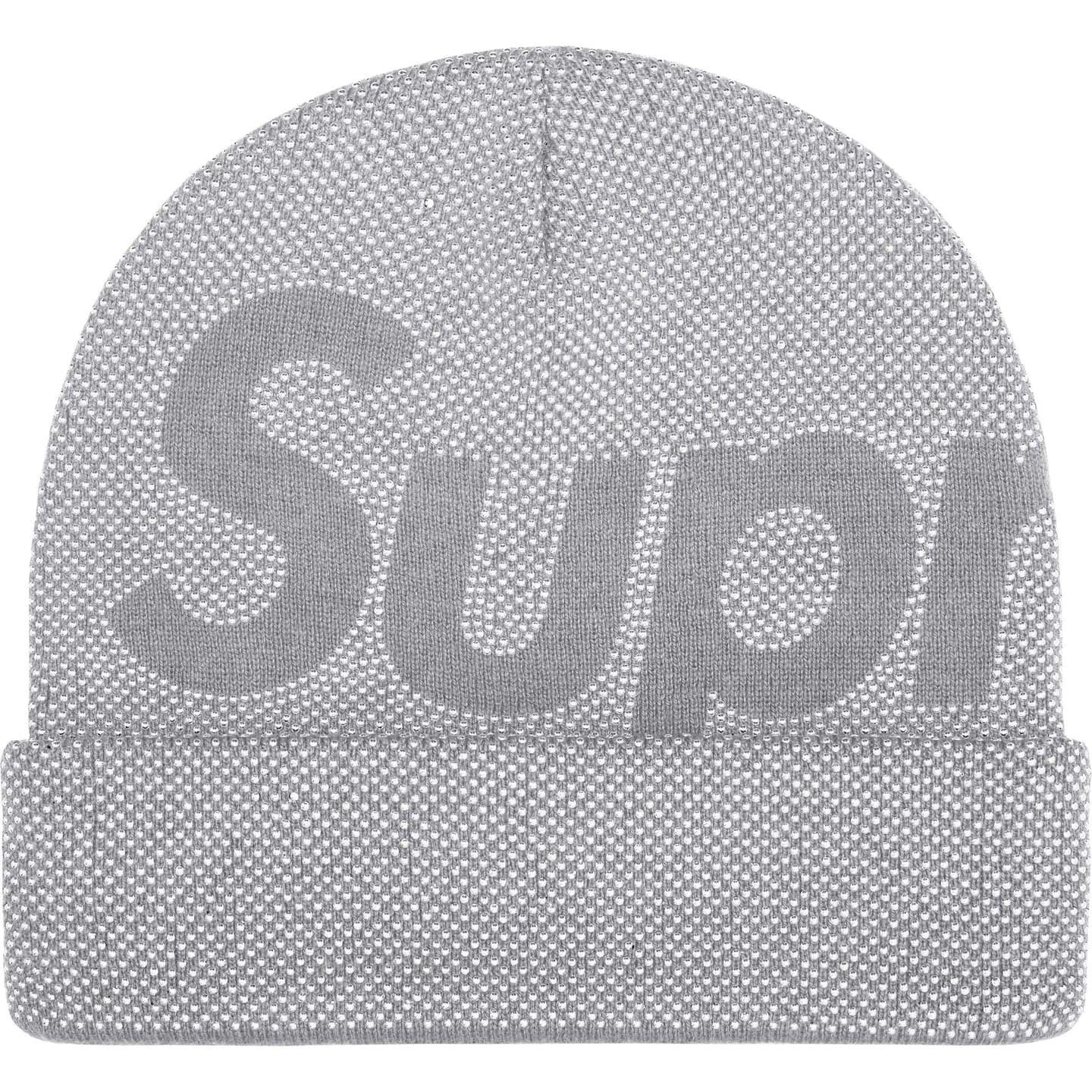 Supreme Studded Knockout Big Logo Beanie Heather Grey One-Size