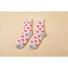 Women's Medium Tube Coral Fleece Socks with Stripes, No Hair Loss, Warm Confinement Floor Socks, Fixed Color Matching Grid