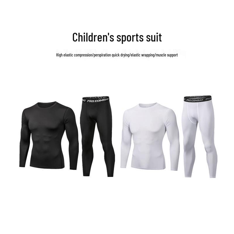 Children's Autumn-Winter Quick-Dry Compression Set: Breathable Long-Sleeve Top & Pants for Men's Sports, Fitness, and Running.