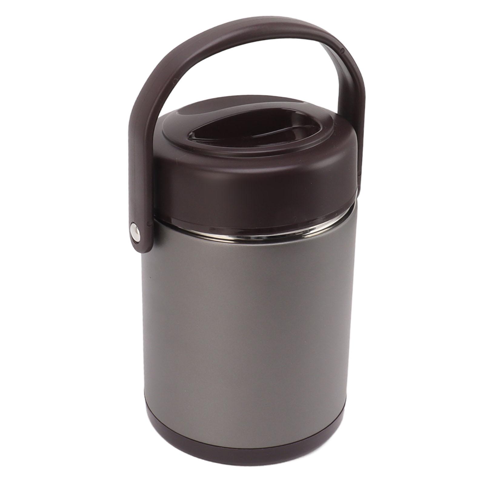 

2 л Темно-серый Изолированный контейнер для еды Многослойный из нержавеющей стали Большой вместимости Изоляционный вакуумный термос для еды L