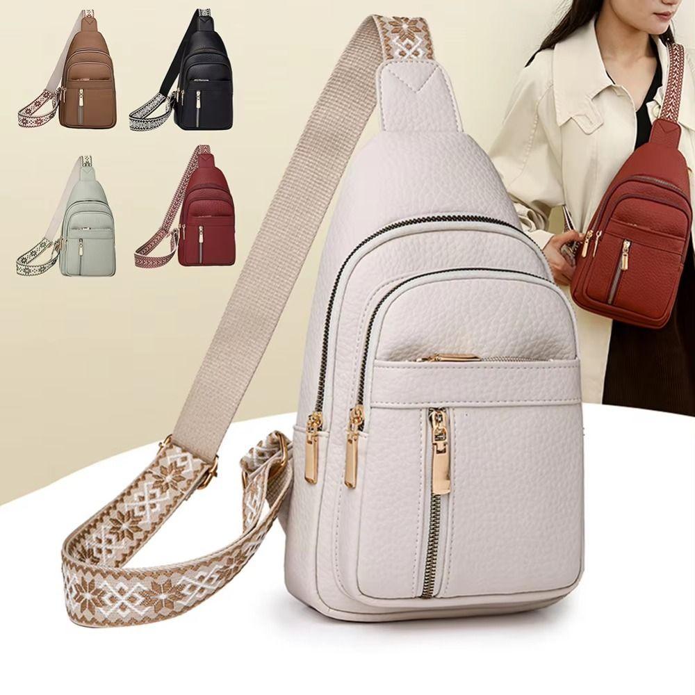 

PU Leather Crossbody Backpack Vintage Women s Handbag Casual Bohemian Chest Bag Cycling зелений