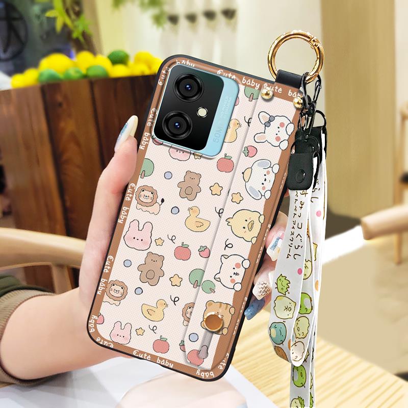 Silicone Kickstand Phone Case For Blackview Oscal C70 Shockproof Phone Holder Ring Lanyard Wristband Fashion Design Cute