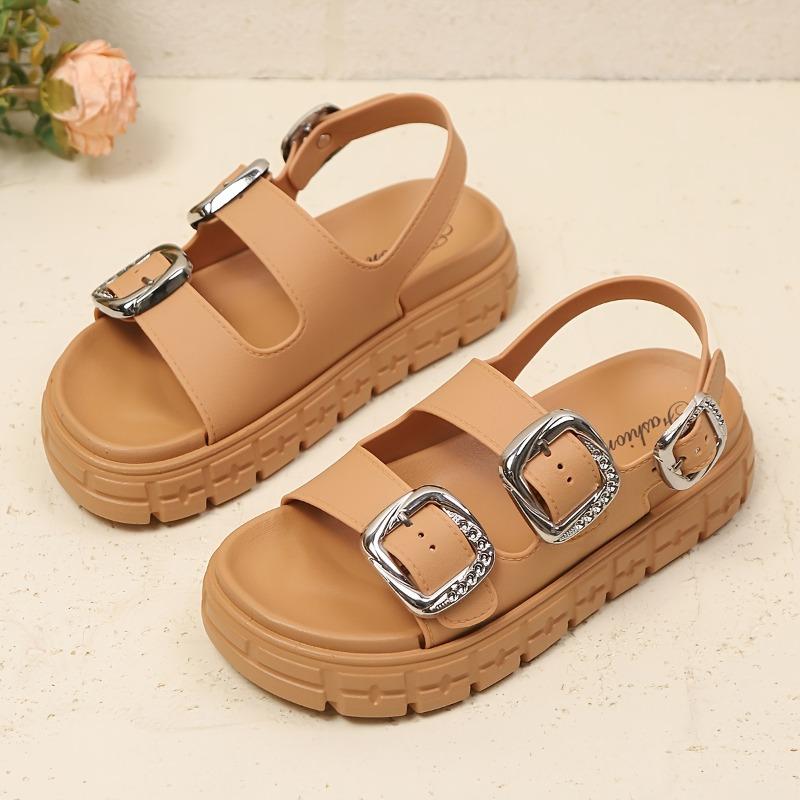 Women's Summer Beach Vacation Fashion Double-Buckle Design Comfortable Trendy Versatile Indoor Outdoor Bohemian Style Sandals