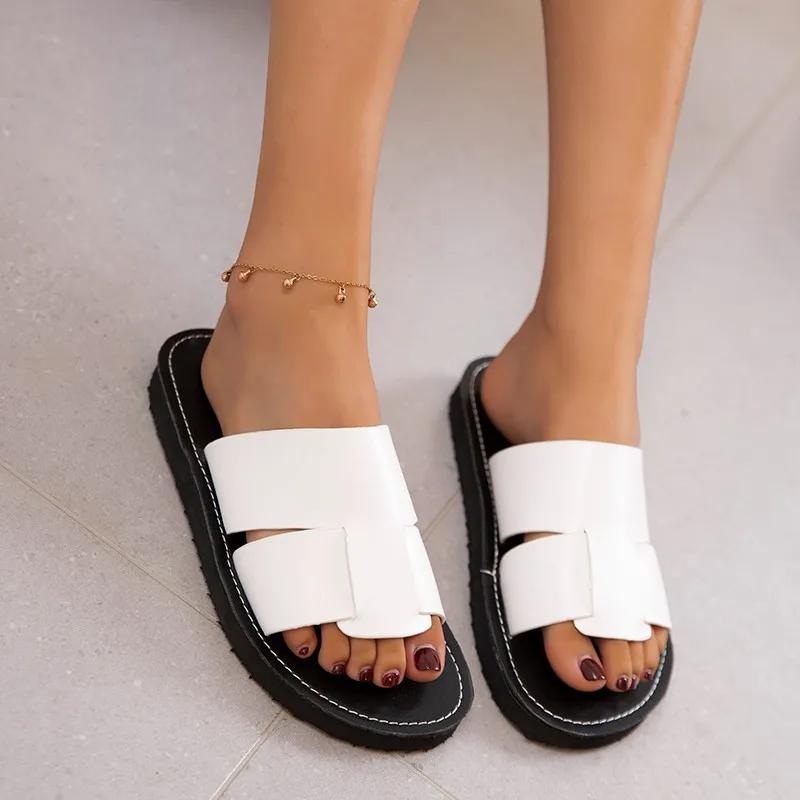 Fashion Summer Women's Slippers Casaul Platform Flats Sandalias Shoes Female White Black Beach Slides Shoes Indoor Outer Wear Large Size