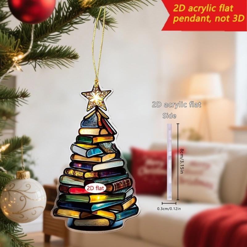 Pack of 4 Shatterproof Christmas Tree Ornaments with Hanging Cord for Indoor Outdoor Holiday Decorations
