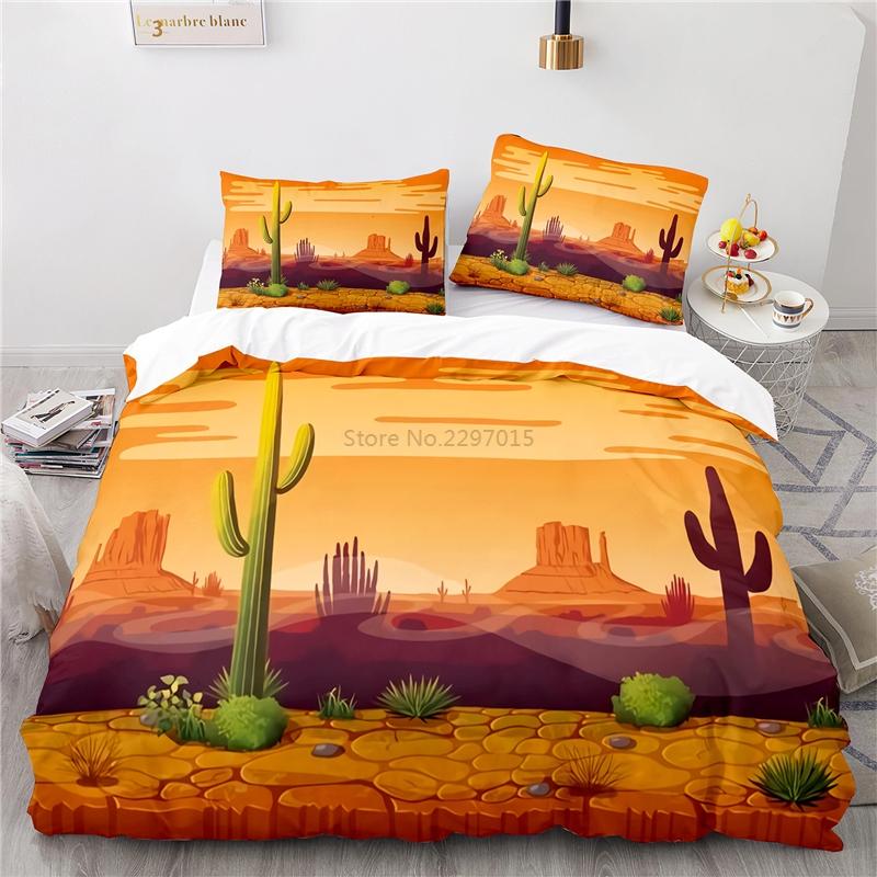 Desert Cactus Landscape Printed Bedding Set 3d Duvet Cover Sets Pillowcases Adult Children Twin Full Queen King Size Bedclothes