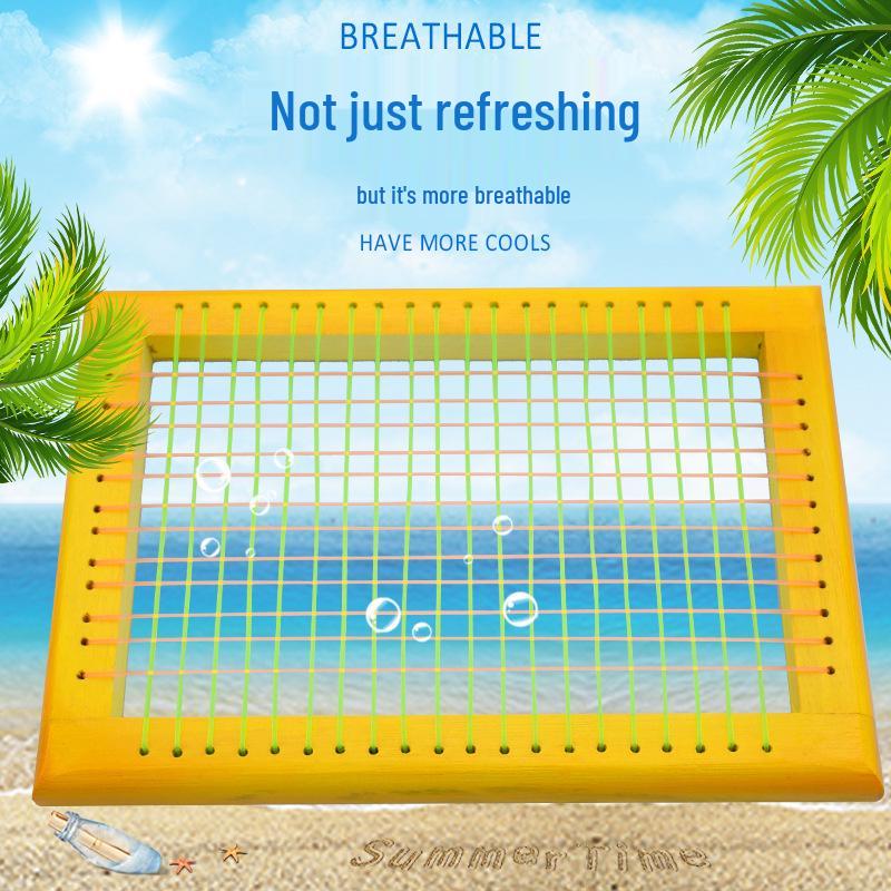 Almofada de Cadeira de Verão Respirável em Malha com Estrutura de Madeira