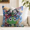 Keroro Gunsou Frog Cushion Cover Eco Linen Pillow Case DoubleSided Print Breathable Durable Zipper Home Decor Gift
