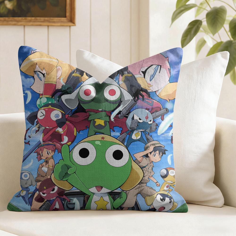 Keroro Gunsou Frog Cushion Cover Eco Linen Pillow Case DoubleSided Print Breathable Durable Zipper Home Decor Gift