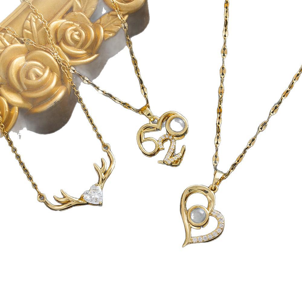 "I Love You" Multilingual Projection Necklace - Women's Clavicle Chain Jewelry