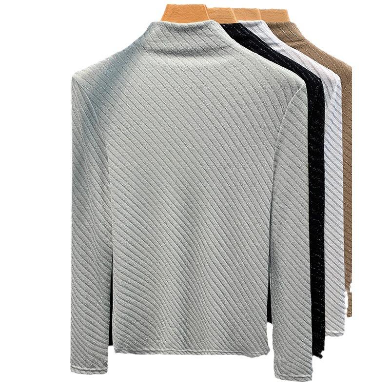 Bright Silk Knitted Base Shirt for Women's New Women's Temperament Half-high Neck Shirt Underwear