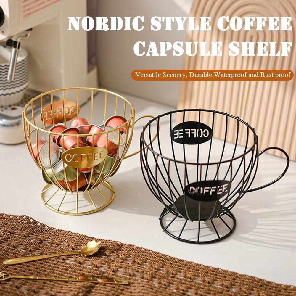 Metal Wire Coffee Capsule Holder Large Capacity Fruit Snack Storage Rack K Cup Organizer  Bar