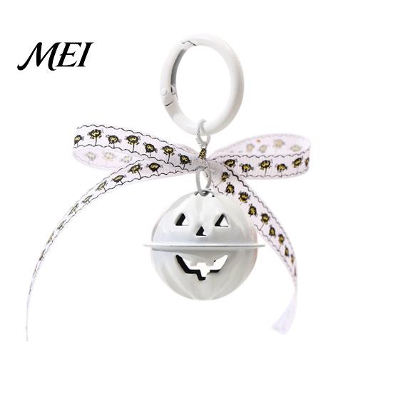 Hanging Bell Keychain Halloween Pumpkin Keychain, Hollow Head Key Ring Decorative with Ribbon Bow, Backpacks Charm for Holiday Party Decoration