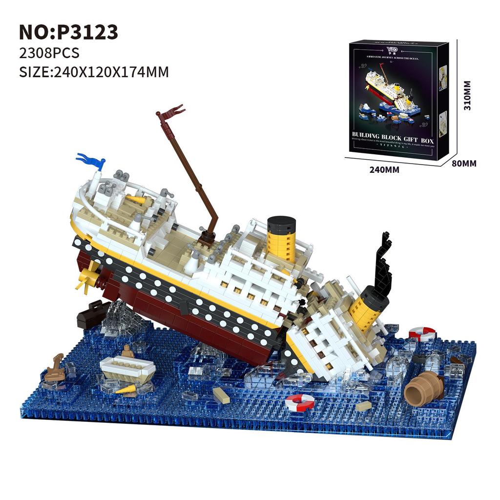 Titanic Giant Ocean Liner Model: High-Difficulty Assembly, Compatible with LEGO.