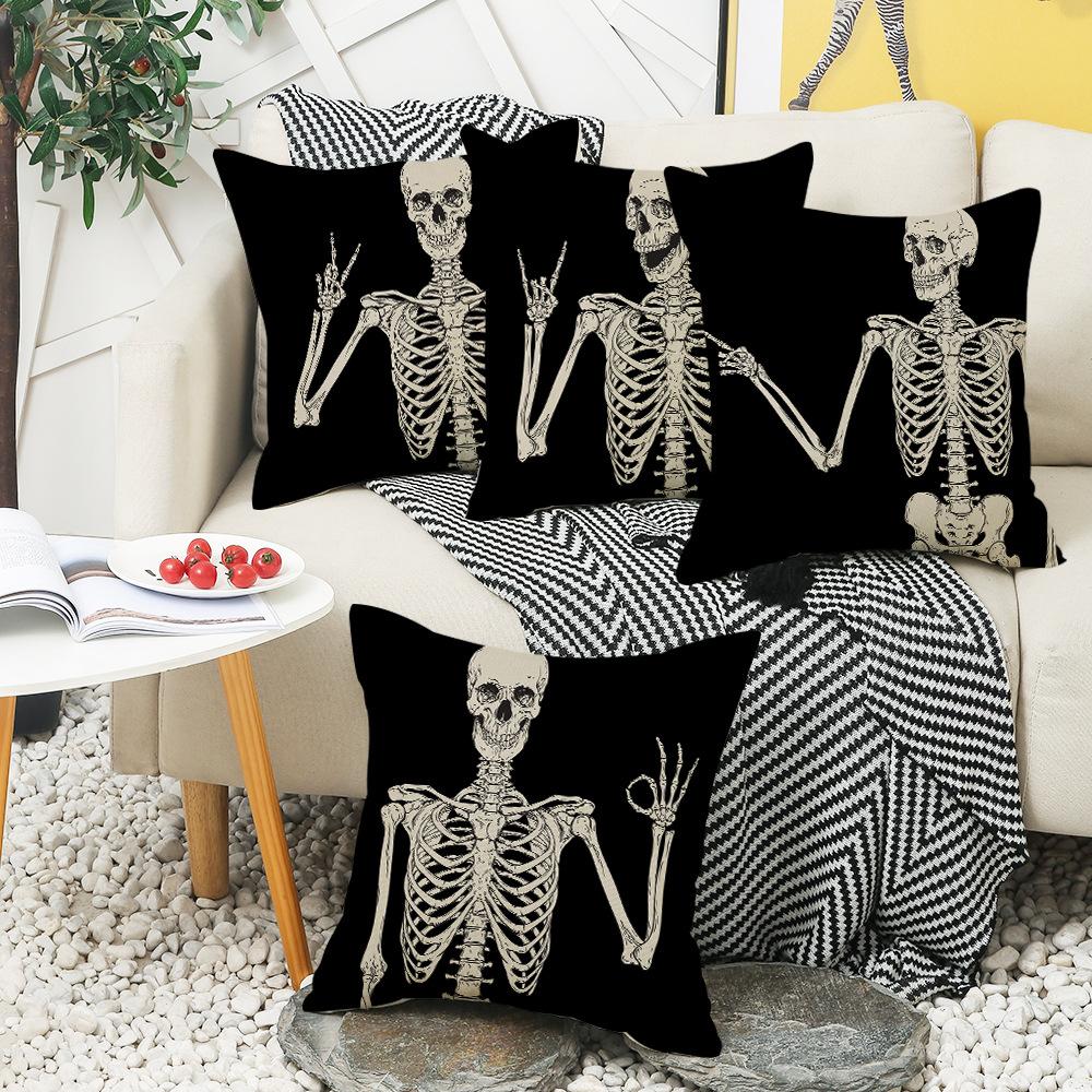 Halloween Decoration Pillow Skull Pillow Case Living Room Decoration Sofa Bedroom Pillow Bedside Pillow