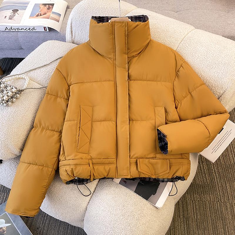 Modische Winterjacken Damen Kurze Parkas Stehkragen Dick Warm Lässig Damenmäntel