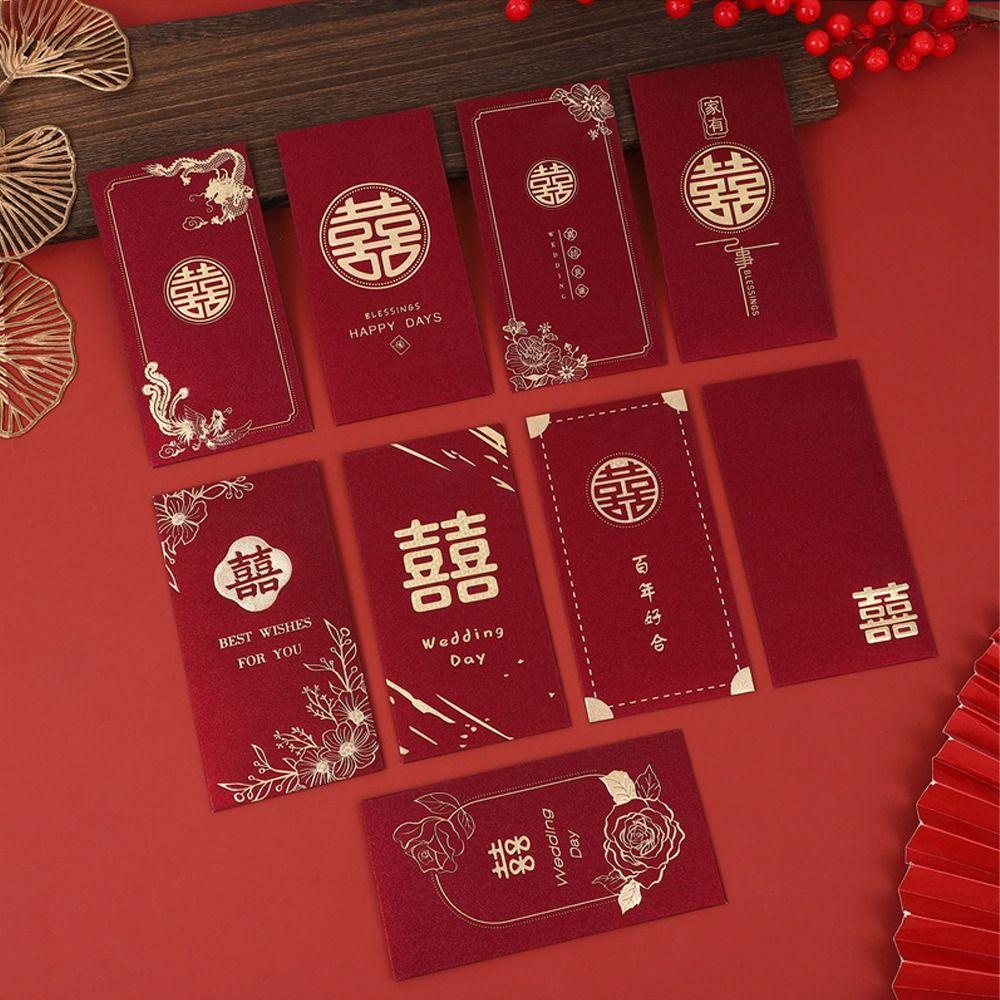 6pcs Blessing Wedding Money Pocket Chinese Style Lucky Money Packets New Year Red Envelopes Bonus