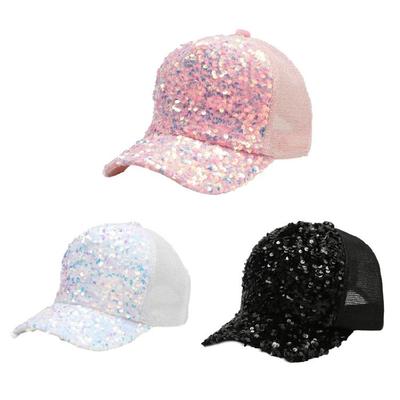 Outdoor Mesh Hat Adult Full Sequins Baseball Caps for Teen Travel Camping
