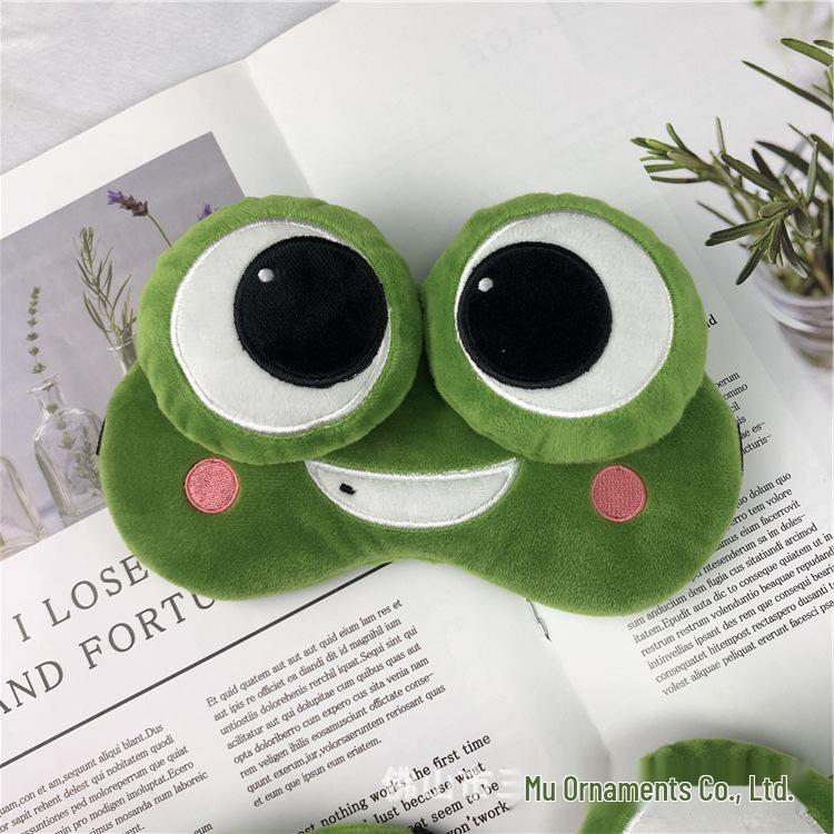 Sam Accessories Plush Frog Eye Mask - Breathable Light-Blocking Sleep Protection with Big Eyes Design.