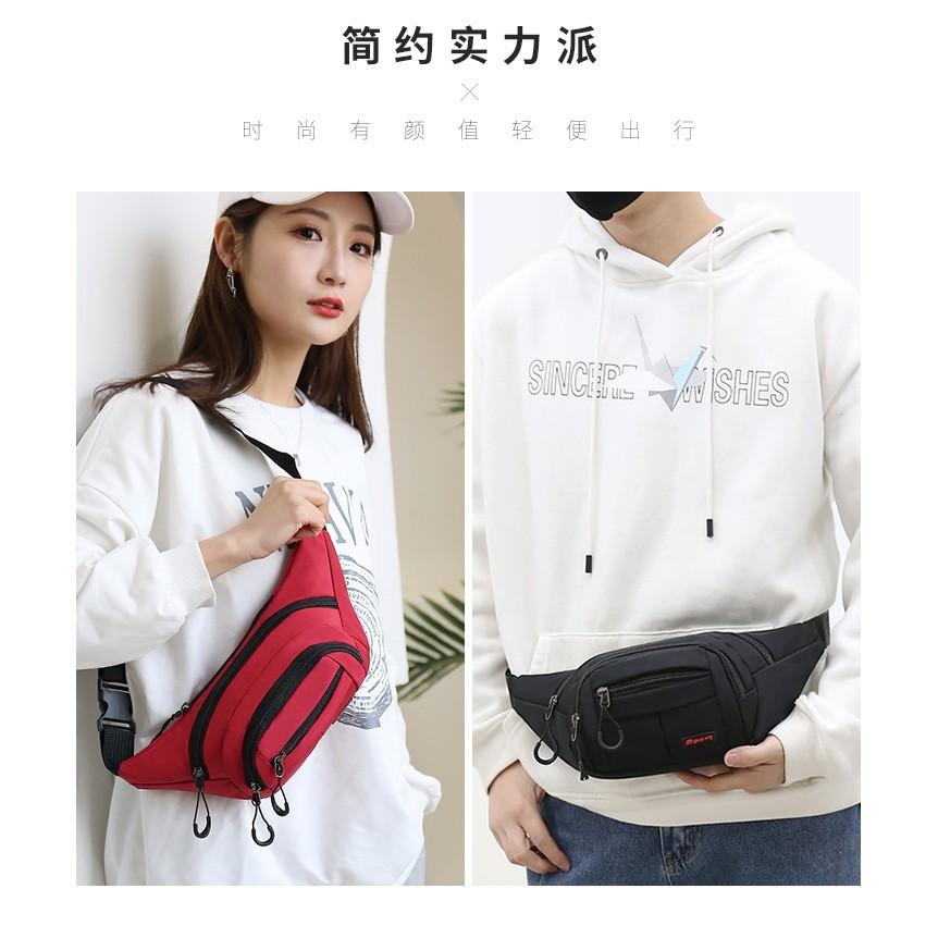 Large-capacity change cashier bag, leather film waterproof couple messenger bag, travel fashion versatile shoulder fanny pack