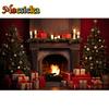 Mocsicka Christmas Fireplace Photography Background Xmas Tree Gift Decoration Kids Birthday Portrait Backdrop Photo Studio Props