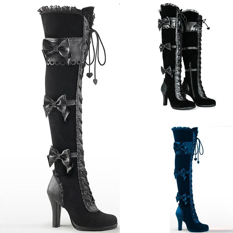 Botas altas con cordones y lazos. Tacón alto. Estilo lolita comprar a buen  precio — entrega gratuita, reseñas reales con fotos — Joom