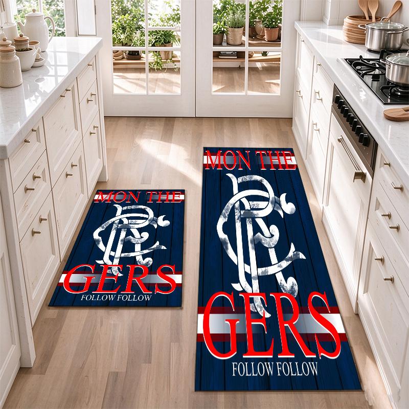 Rangers FC Flannel Kitchen Floor Mat – Non-Slip, Absorbent and Easy to Clean Suitable for Kitchens, Entryways Bedroomsand Bathrooms