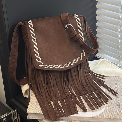 High-value Simple Retro Bag Women's 2025 New Fashion Shoulder Bag Suede Fringed Messenger Bucket Bag