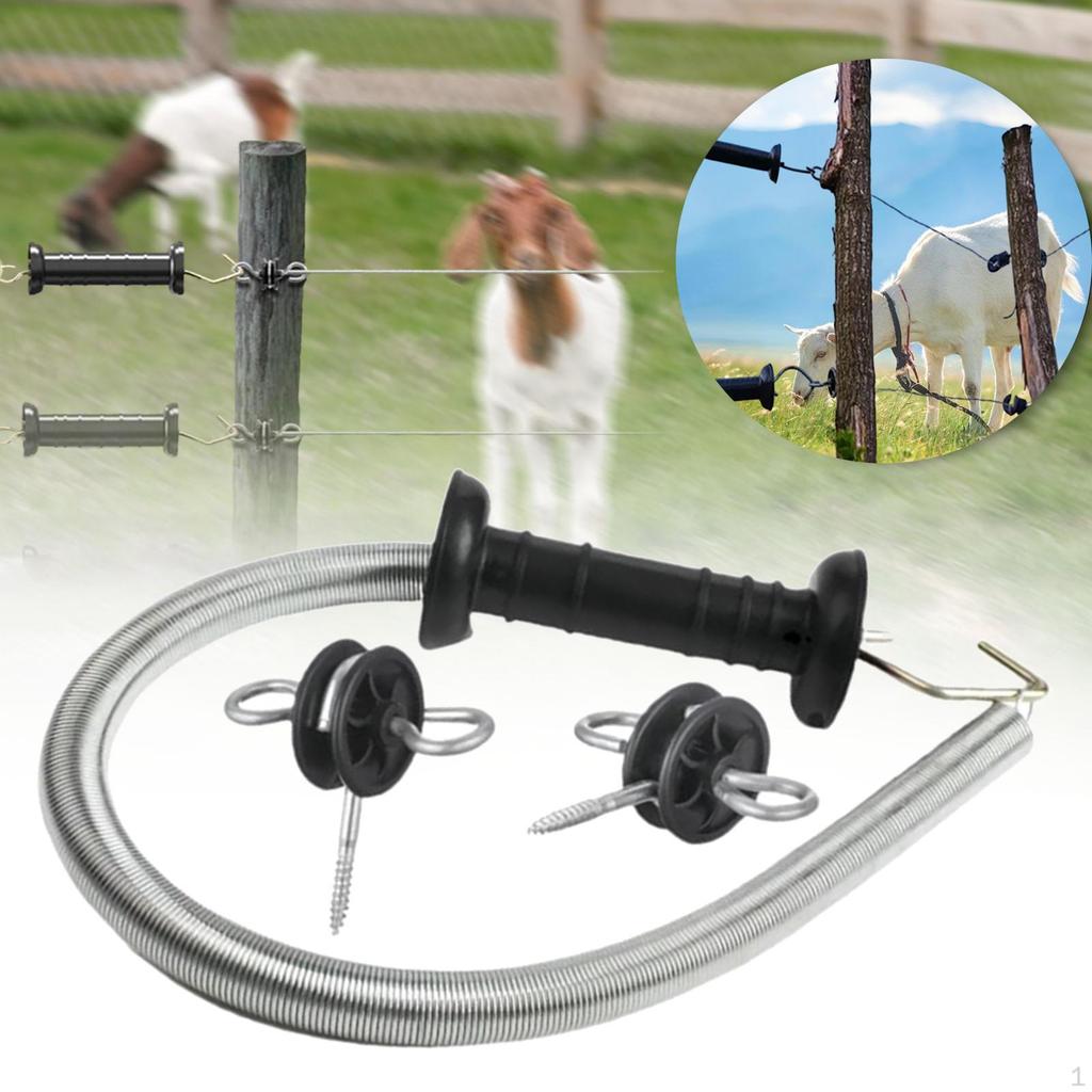 Electric Fence Gate Kit Door Handle Easy to Install Replacement with Spring Fencing Hardware