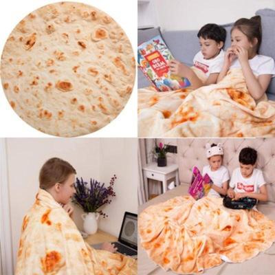 Coral Fleece Flannel Burrito Blanket Throw - Soft Printed Picnic Beach Blanket, Air-Con Cover