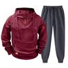 Men's Casual Hoodie and Jogger Set - Long Sleeve Drawstring Sweatsuit with Multiple Pockets for Fall Winter (Dark Gray)