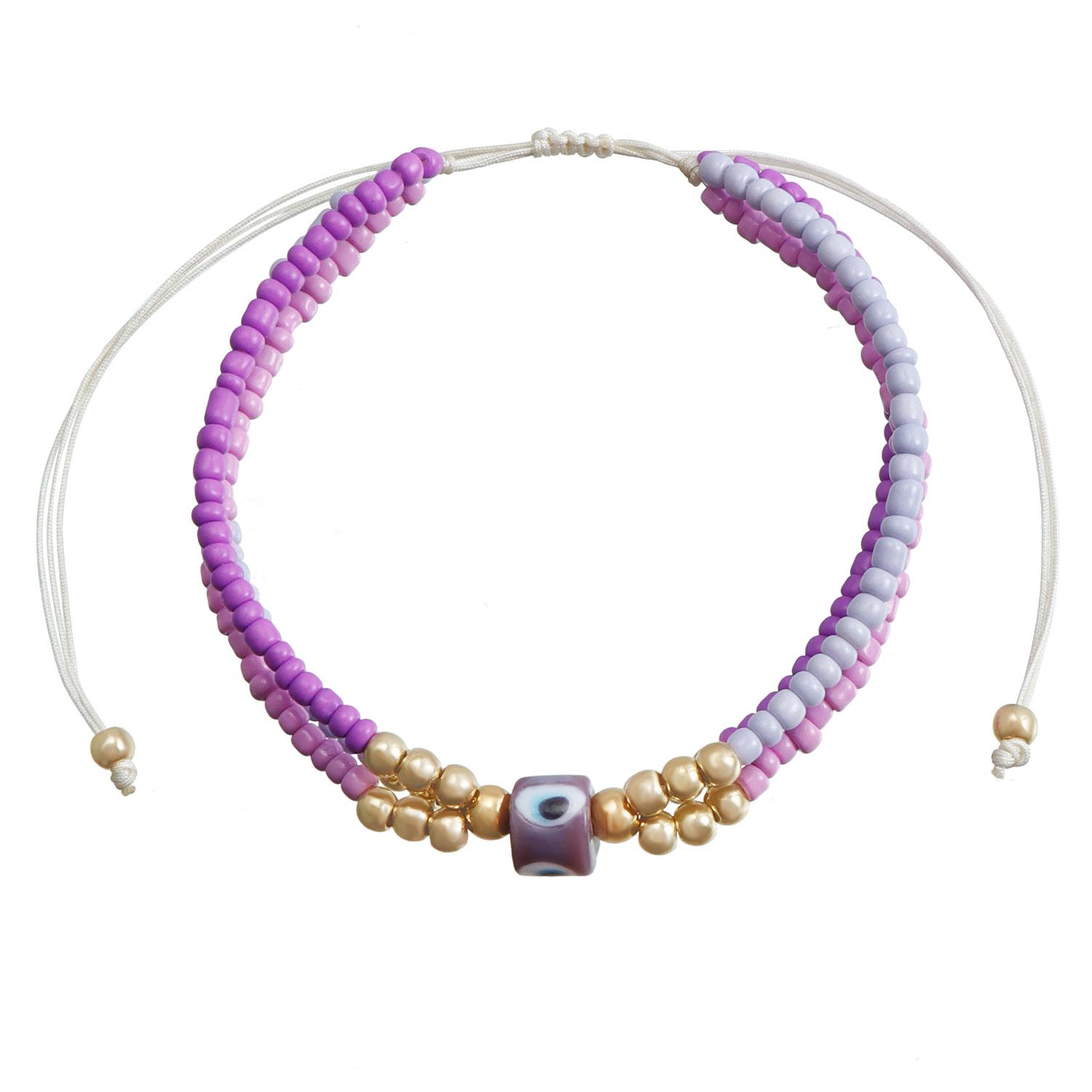 

Colored rice bead beaded woven bracelet, temperament personality eye devil s eye hand rope