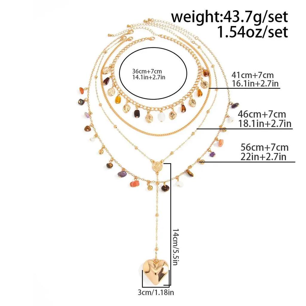New Fashion 1 Pcs/Set Trendy Creative Irregular CCB Resin Crushed Stone Necklace Women Punk Metal Big Love Heart Pendant Jewelry