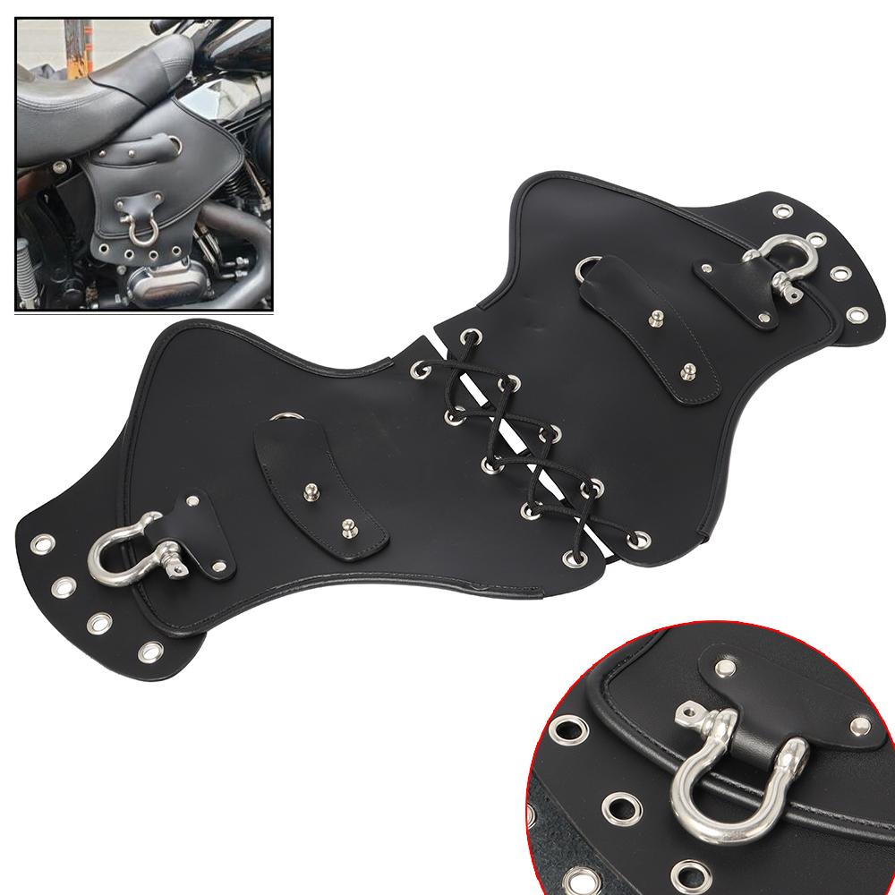 Motorcycle Universal Black PU Leather Heat Saddle Shield Deflectors For Harley Touring Sportster Dyna Honda Yamaha Suzuki Custom