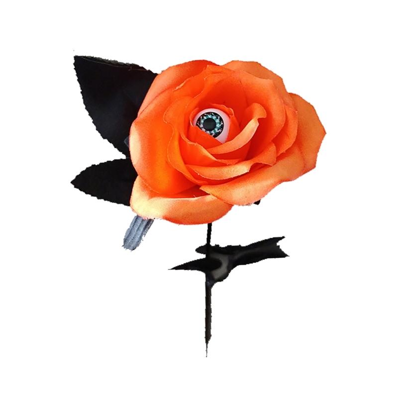 Halloween Fake Silk Rose Bouquets for Halloween Parties Home Wedding Decor Flower Artificial Roses Flowers with Eyeballs