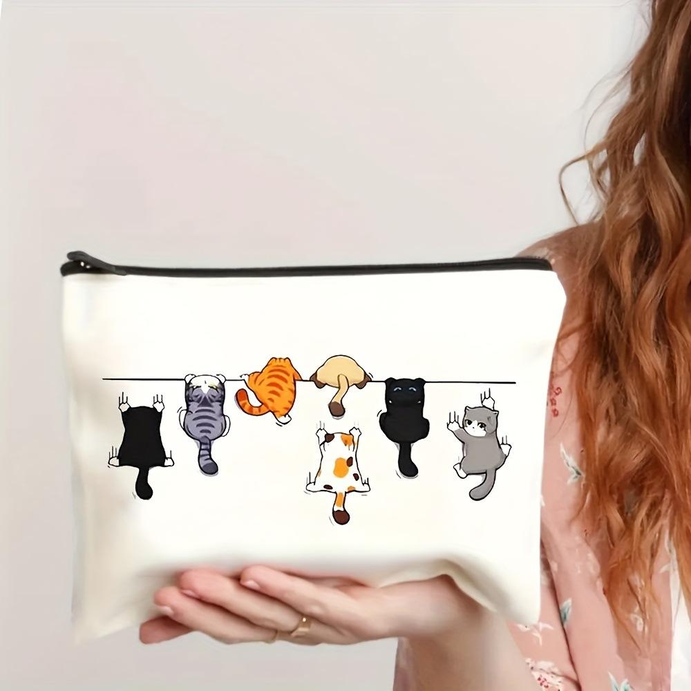Cartoon Cat, Makeup Bag, Zipper Bag, Storage Bag, Logo Printable, Travel Makeup Bag, Holiday Gift, Lightweight Design, Easy To Store