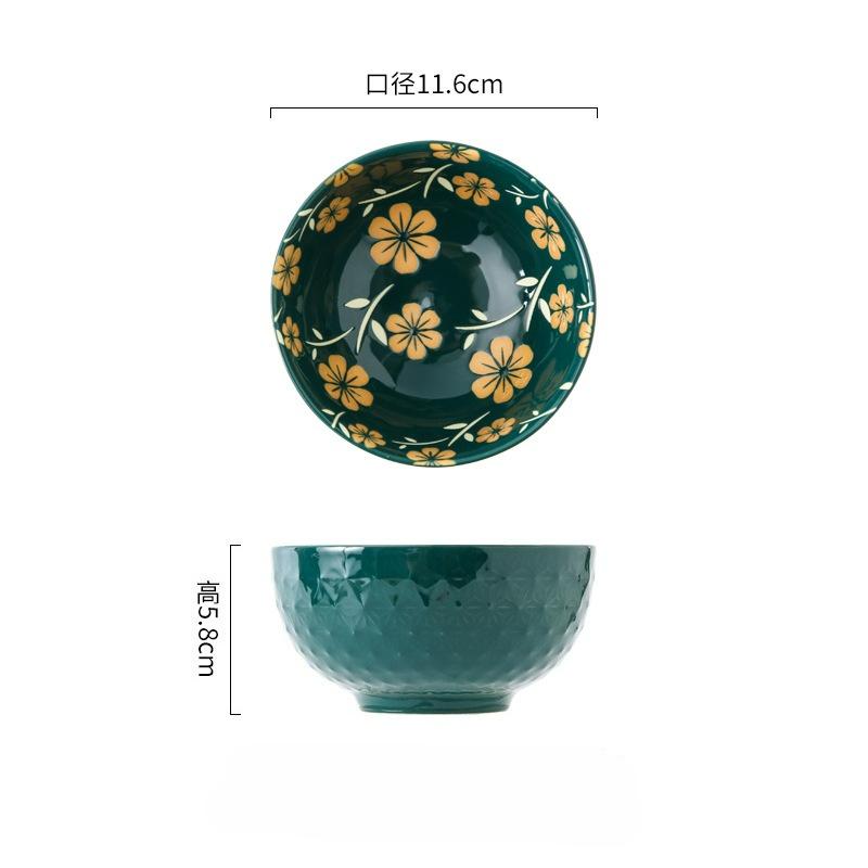4.5inch Japanese Salad Bowl Household Creative Ramen Ceramic Bowl Tableware Home Restaurant Household Dessert Rice Bowl