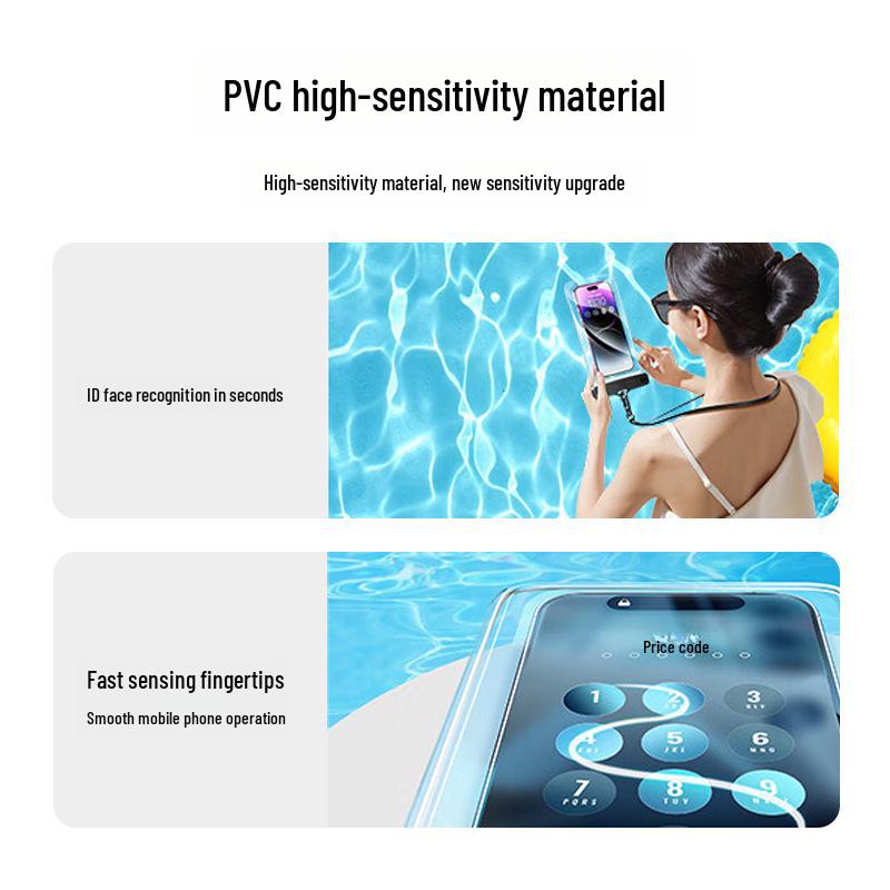 Touch-Sensitive Transparent Waterproof Phone Bag for Swimming and Rafting
