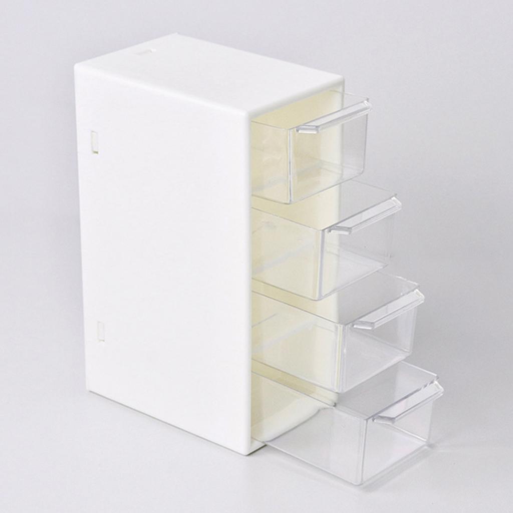 Desktop 4 Drawer Storage Organizer Small Stackable Clear Plastic Storage Containers Box for Home