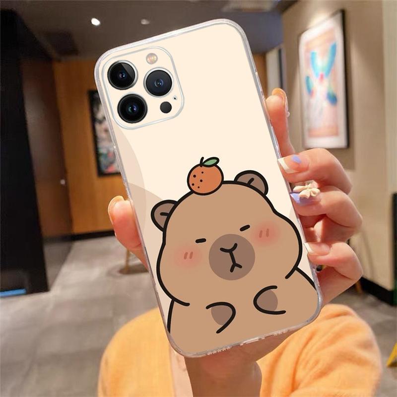 cartoon Cute capybara Phone Case Carcasa Funda For iPhone 17 Pro Max Air 16 15 14 13 Pro Max 15 16 Pro 15Plus Case