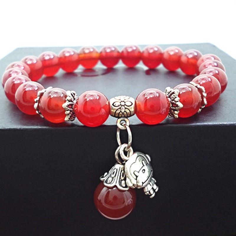 Red Agate Crystal Beaded Bracelet for Women - Handcrafted Couple Jewelry