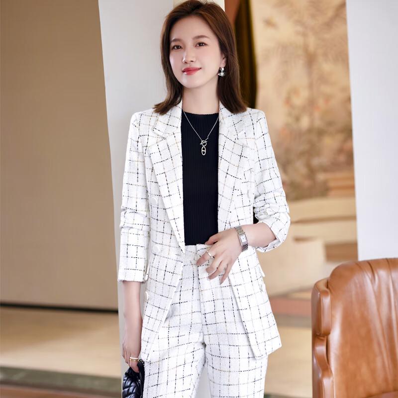 Teloram Tweed Plaid Women's Suit Set